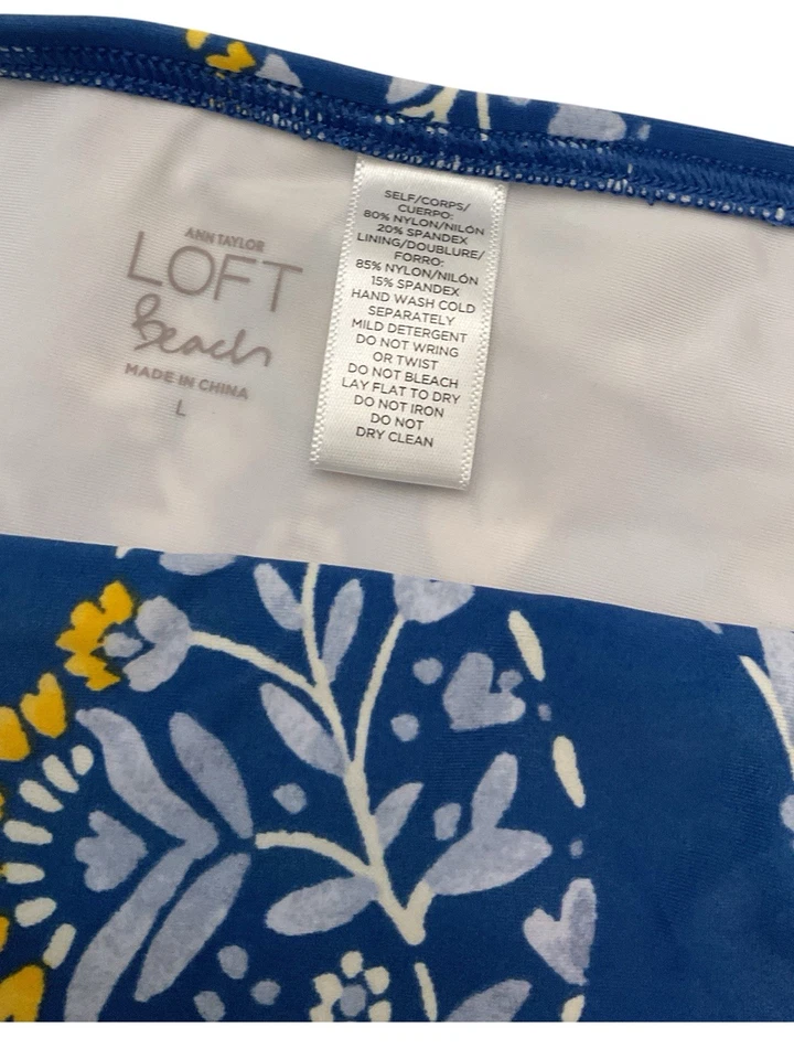 Traje de baño Tankini Ann Taylor Loft Beach para mujer 2 piezas azul floral mediano Foto 4 de 4