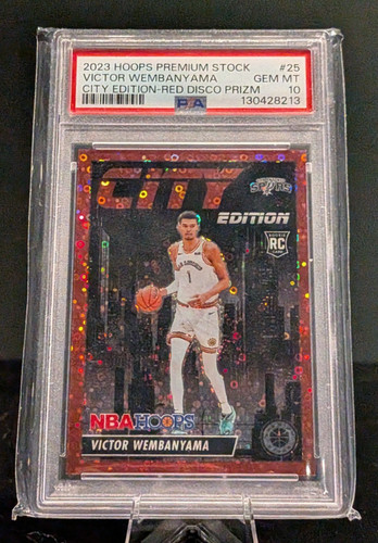 2023-24 Hoops Premium Stock Wembanyama City Edition Red Disco /99 PSA 10 Spurs