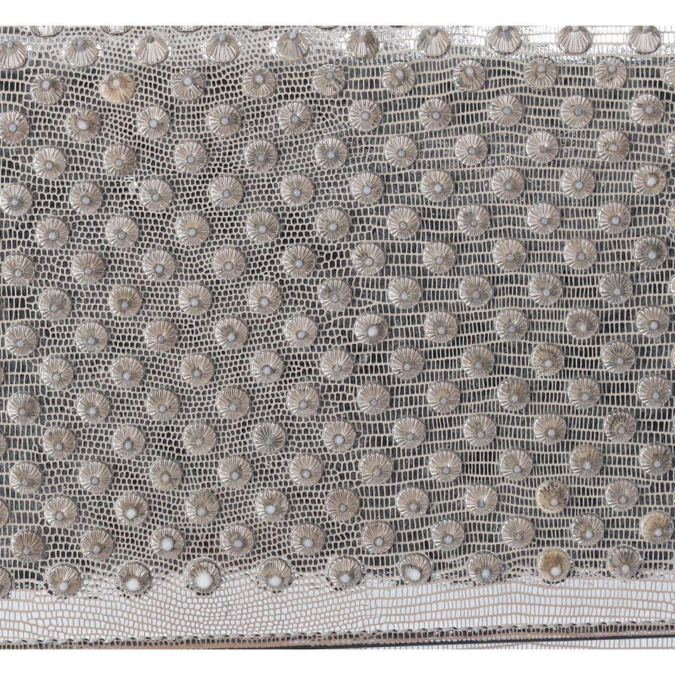 Christian Louboutin Paloma Clutch Chain Crossbody Bag Silver Leather Studded - Image 2 of 4