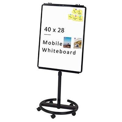  ECO Magnetic Mobile Whiteboard/Flipchart Easel, 28 X 40 Inches Black