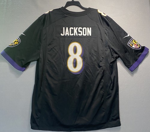Nike On Field Lamar Jackson 8 Trikot Herren XXL 2XL Schwarz Baltimore Ravens NFL