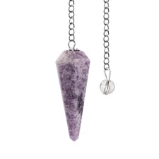 Lepidolite Pendulum Crystal Stone, Faceted Pendulum Divination Tools, Dowsing 