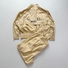 Christian Dior Sports Set Up Jacket Pants Logo Beige Size L Vintage Authentic