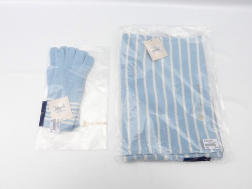 House of Bruar Scarf Gloves Set Cashmere Blue White One Size BNWT - Picture 2 of 8