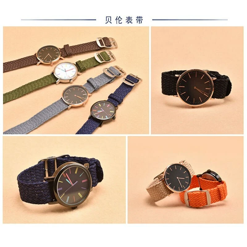 Long Strap PL Nylon Watch Band Bracelet 14mm 16 18mm 20mm 22mm Weave Wrist Strap - Image 3 of 4