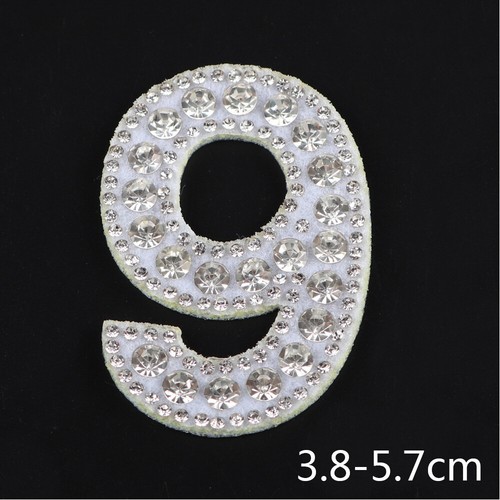Pearl AB Rhinestone Sparkle Number Patches Alphabet Embroidery Clothes Patches🎀 - Picture 15 of 21