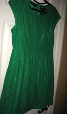 Forever 21 Green Lace Covered Sleeveless Short Shift Dress Size Large