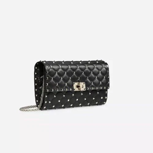 Autentica Frittura Crossbody Valentino Garavani Rockstud Spike in pelle nera