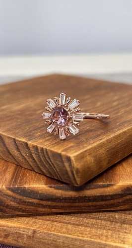 Crystal Sunshine Ring White&pink Crystals Rose Gold Tone Beautiful Shine