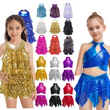 Big Girls Sequins Jazz Latin Dance Outfits Hip Hop Ballroom Costume Performance