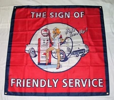 MOBIL GAS SIGN 3'X5' FLAG BANNER PEGASUS GULF ESSO SHELL EXXON MOBIL OIL SHOP