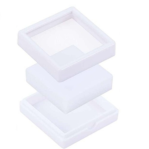 Top Glass Gemstone Gem Display Storage Box Tool Coins Jar (White, 6x6 cm). - Picture 6 of 9