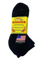 FOOT ENERGIZER Ladies Lo-cut Diabetics Socks 2 Pack Black 'MADE IN USA"   NEW 