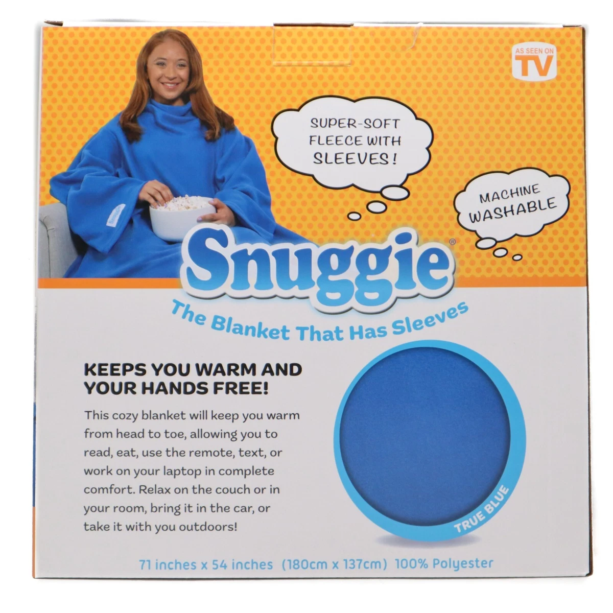 True Blue Snuggie The Original Wearable Blanket That Has Sleeves Hands Free  740275045657 | eBay