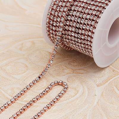 Bling Rosegold Strass Gürtel Strass Verschluss Kette Fransenborte für Party 