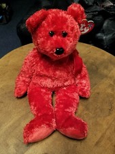 2001 Ty Beanie Buddy Buddies "Sizzle" Red Bear 14" Tall Plush Toy Animal