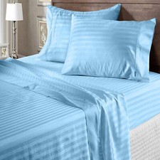 US Royal Bedding Linen 1000 TC Egyptian Cotton Sky Blue Stripes Select Item