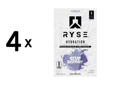 4 x RYSE Hydration Sticks (6 Serv) Blue Raspberry (258,93 EUR/kg)