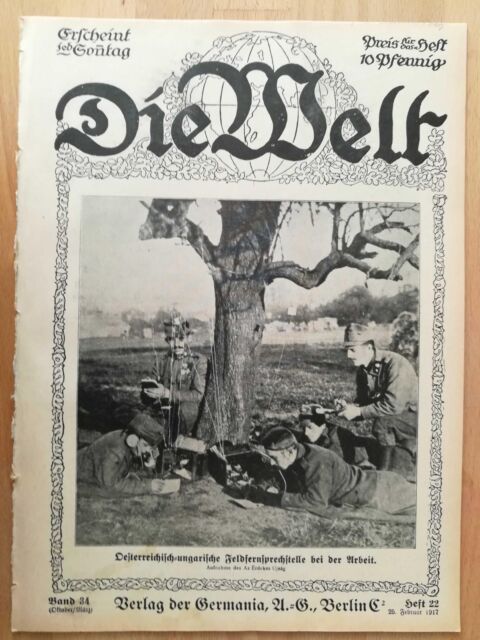La Welt Weekly Newspaper 1917 1st WK Marbled Field Gun Elephants New York-