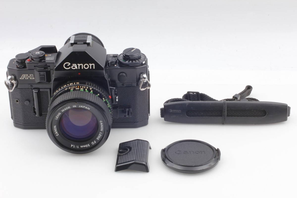 MINT w/ strap】 Canon A-1 Black 35mm Film Camera New NFD 50mm f