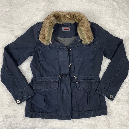 Levis Womens Denim Jacket XS Faux Fur 