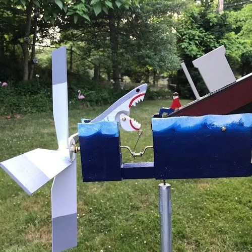 Jaws Disaster Whirligig - Yard Art Wind Spinner, Funny Garden Yard Art Decor - Picture 4 of 8