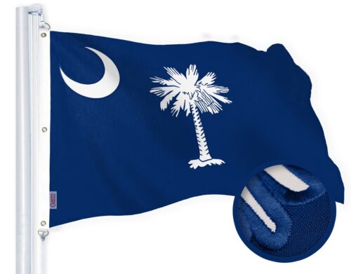 G128 South Carolina SC State Flag 5x8 Ft Embroidered Spun Polyester