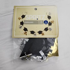 Graduation Garland Mortar Board Black Gold Silver 6 Ft