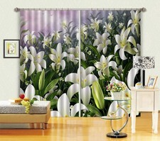 3D White Lily Garden ZHUA2442 Photo Curtain Window Blockout Fabric Amy 2023