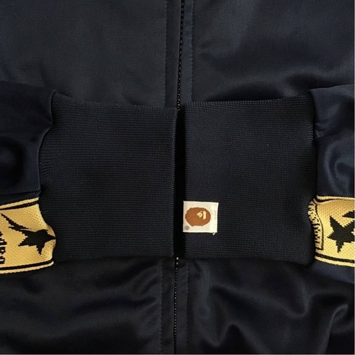 vintage BAPE STA JERSEY track jacket Navy A Bathing Ape Size L - Picture 7 of 10
