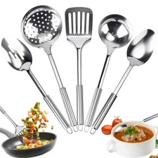 5 Stainless Steel Cooking Utensil Set Serving Tools Server Spatula Spoon Kitchen
