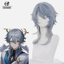 Game Honkai: Star Rail Sunday Cosplay Wigs 48cm Blue Mixed Gray Synthetic Hair