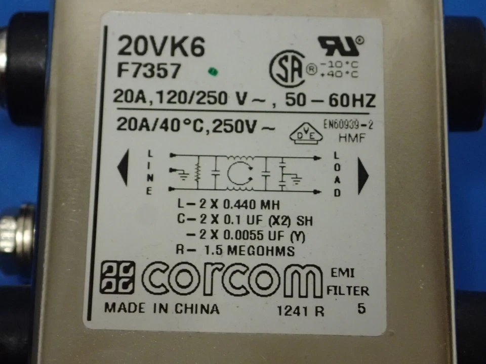 CORCOM 20VK6 RFI POWER LINE FILTER 20A 120/250Vac LOT OF 3 - Image 2 of 4
