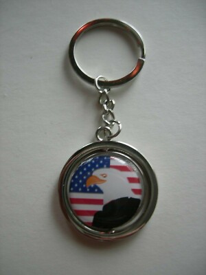 US UNITED STATES FLAG EAGLE METAL KEY FOB KEY RING KEYRING KEY CHAIN ...