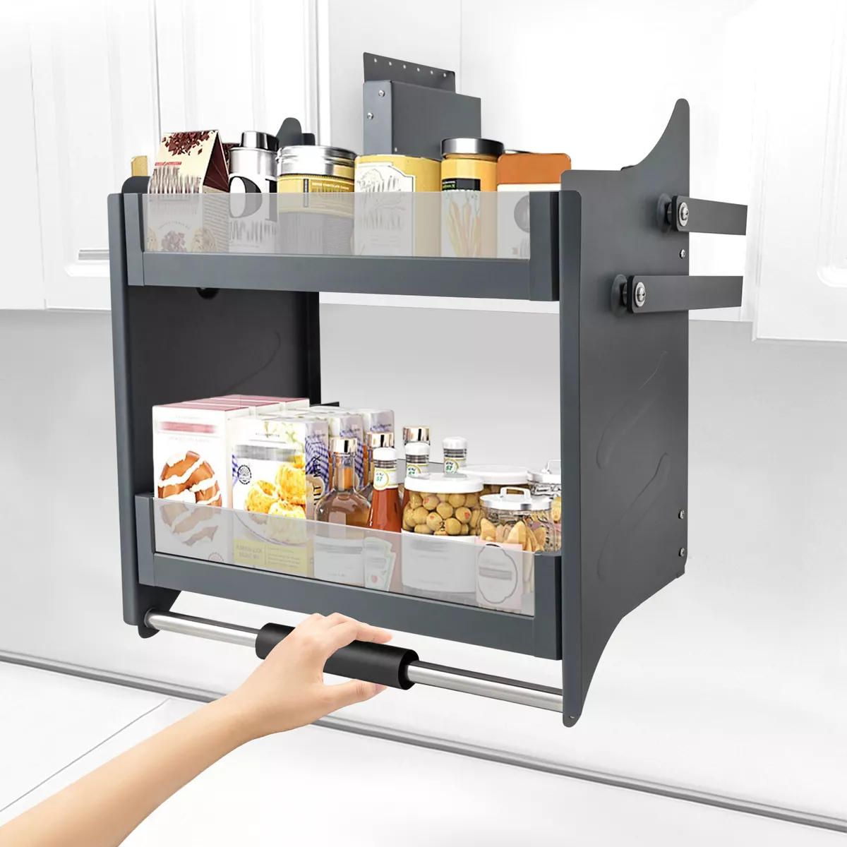 Wall Cabinet Pull-Down Shelving System