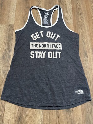 The North Face Tank Top, Women's Size Medium, Gray, Slim Fit, GET OUT STAY OUT
