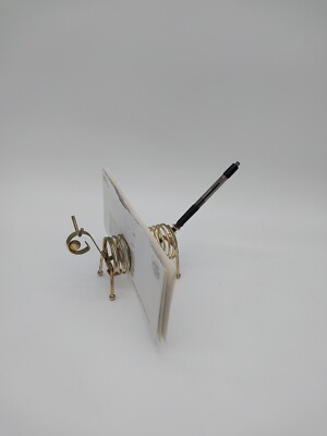 MCM Office Organizer Metal Spiral Coil Letter/Pen Holder Animal Deer Gold Tone