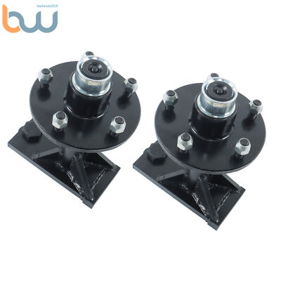 Pair of 5 × 5.5 Lug Superior Shipping Container Wheels and Bolt-on Spindle Kits