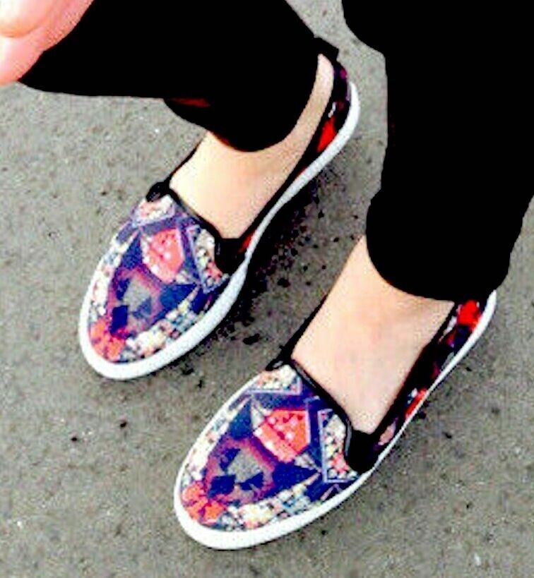 SAOLA NUOVE SCARPE BASSE ZARA PLIMSOLLS SNEAKERS STAMPATE SUOLA GOMMA 39 EUR