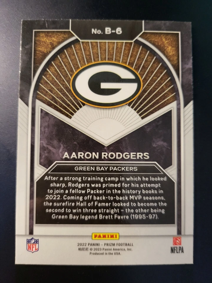 2022 Prizm Aaron Rodgers BRILLIANCE card #B-6 - Image 2 of 2