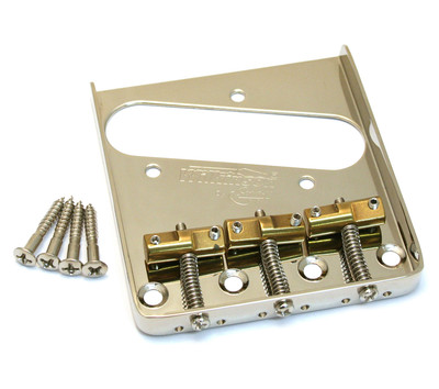 Wilkinson Nickel Compensated Brass 3-Saddle Bridge for Fender Tele  TB-5129-001