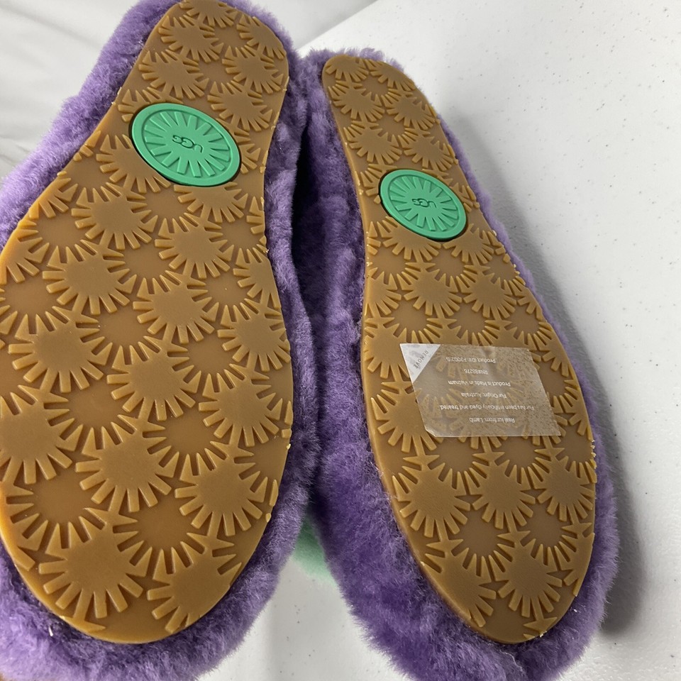 UGG Fluff Yeah Slides Slippers Shoes Sheepskin Purple Sandals 1097169