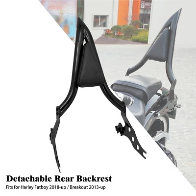 Abnehmbar Schwarz Passagier Rückenlehne Sissy bar Für Harley Fat Boy Breakout - Bild 1 von 4