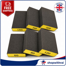 6PCS Sanding Blocks Sponge 60-320 Grit Wood Metal Drywall Sandpaper