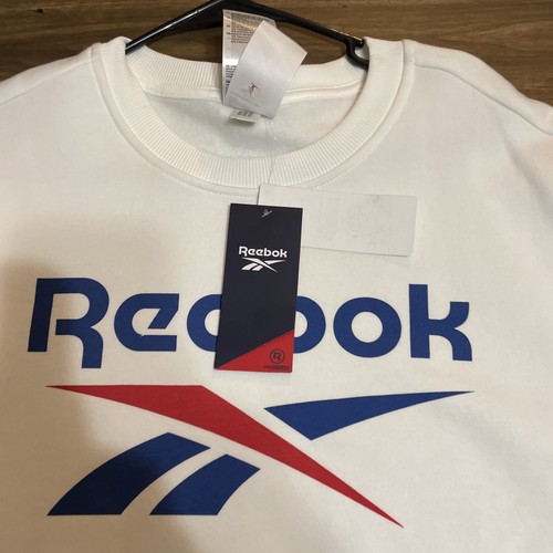 Felpa girocollo Reebok uomo taglia XL bianca grande grafica classica atletica palestra - Foto 2 di 6