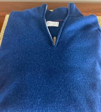 BRUNELLO CUCINELLI 100 Cashmere Half-Zip Pullover Sweater Sz 50 IT 1650, Blue