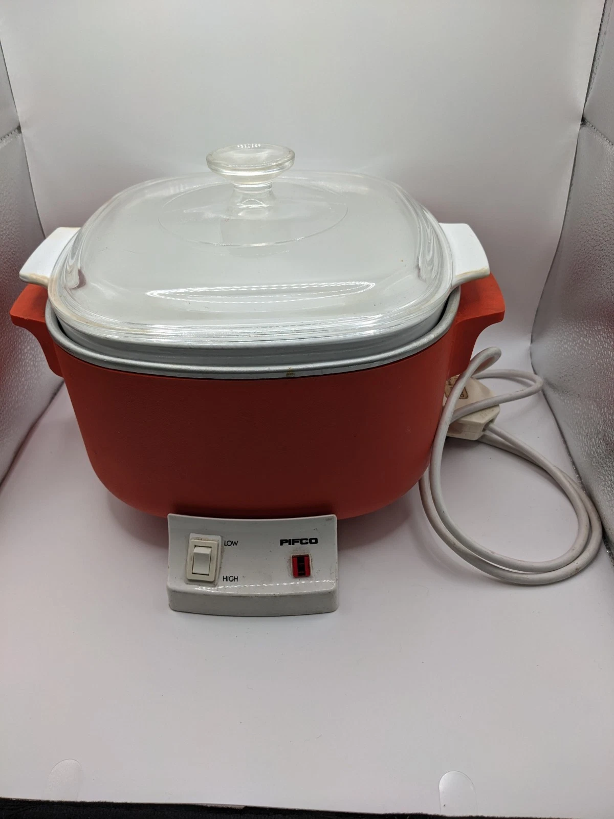 Vintage 1970s Pifco Slow Cooker 3.4 L / Model 4851 Corning Ware/Glass Lid Orange