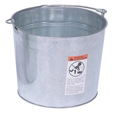 5 Gal Round Tapered Bucket, Silver, Steel, Bkt-Gal-500