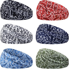6Pcs Headbands Paisley Bandanas Head Bands Sweat Band Hair Wrap Headwrap Fashion