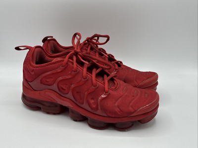 Nike Air Vapormax Plus Triple Red Size 7.5 CW6973-600 Preowned Shoes Sneakers